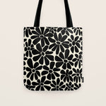 Black and White Retro Floral Art Print Tote Bag Gallery Image 1