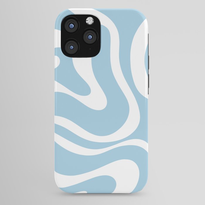Retro Modern Liquid Swirl Abstract Pattern in Baby Blue and White iPhone Case Gallery Image 44