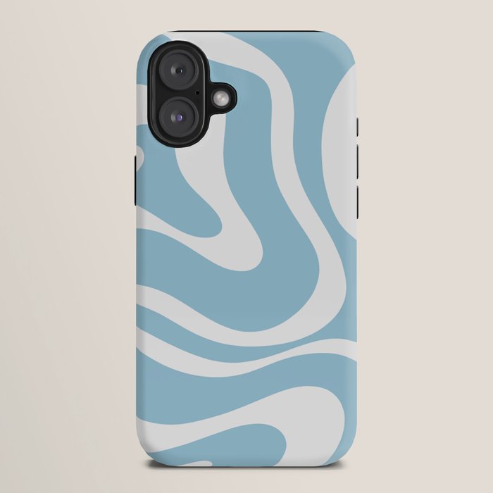 Retro Modern Liquid Swirl Abstract Pattern in Baby Blue and White iPhone Case Gallery Image 10