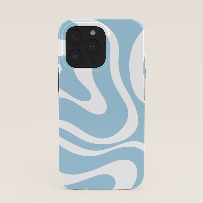 Retro Modern Liquid Swirl Abstract Pattern in Baby Blue and White iPhone Case Gallery Image 39