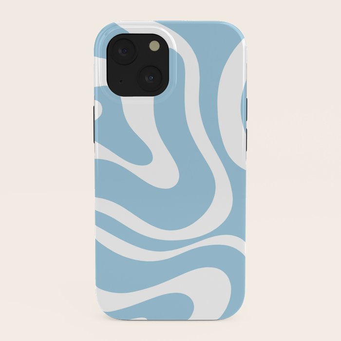Retro Modern Liquid Swirl Abstract Pattern in Baby Blue and White iPhone Case Gallery Image 38