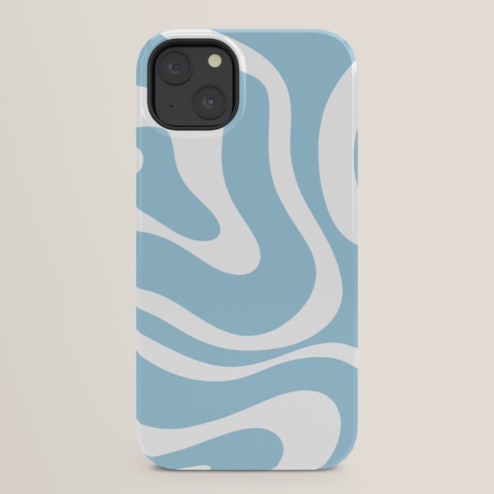 Retro Modern Liquid Swirl Abstract Pattern in Baby Blue and White iPhone Case Gallery Image 30