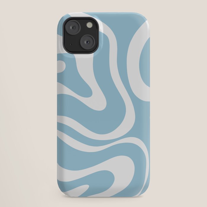 Retro Modern Liquid Swirl Abstract Pattern in Baby Blue and White iPhone Case Gallery Image 18