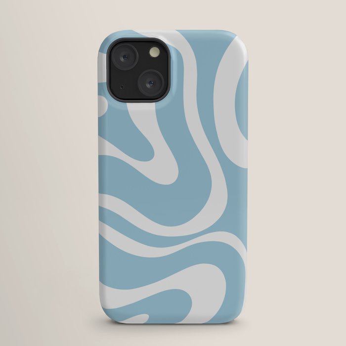 Retro Modern Liquid Swirl Abstract Pattern in Baby Blue and White iPhone Case Gallery Image 17