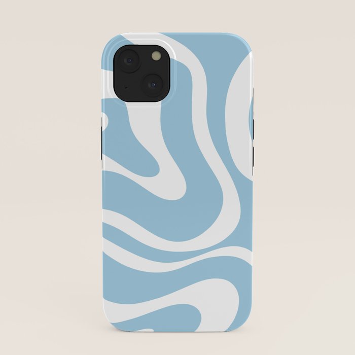 Retro Modern Liquid Swirl Abstract Pattern in Baby Blue and White iPhone Case Gallery Image 37