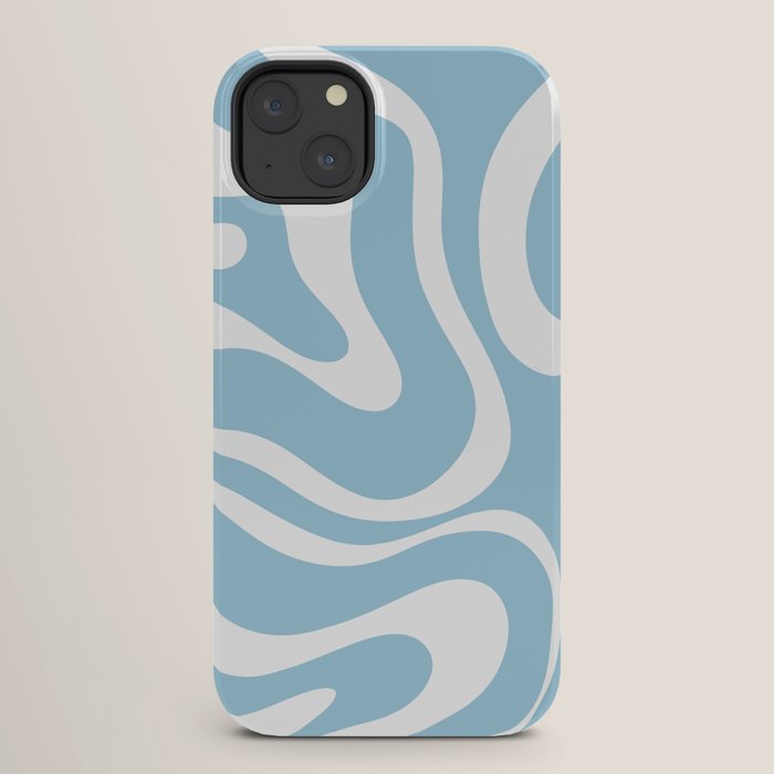 Retro Modern Liquid Swirl Abstract Pattern in Baby Blue and White iPhone Case Gallery Image 26