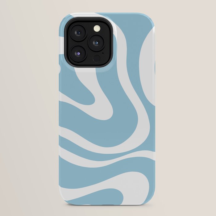 Retro Modern Liquid Swirl Abstract Pattern in Baby Blue and White iPhone Case Gallery Image 32