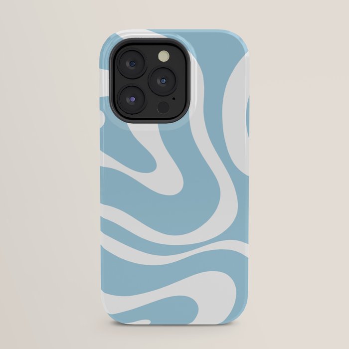 Retro Modern Liquid Swirl Abstract Pattern in Baby Blue and White iPhone Case Gallery Image 31