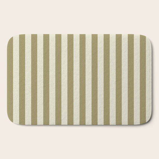 Olive Green Stripes Bath Mat Gallery Image 2