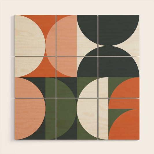 Mid Century Geometric 15 Wood Wall Art Gallery Image 1