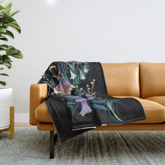 Sphinx Moth Moon Garden Throw Blanket Gallery Image 1