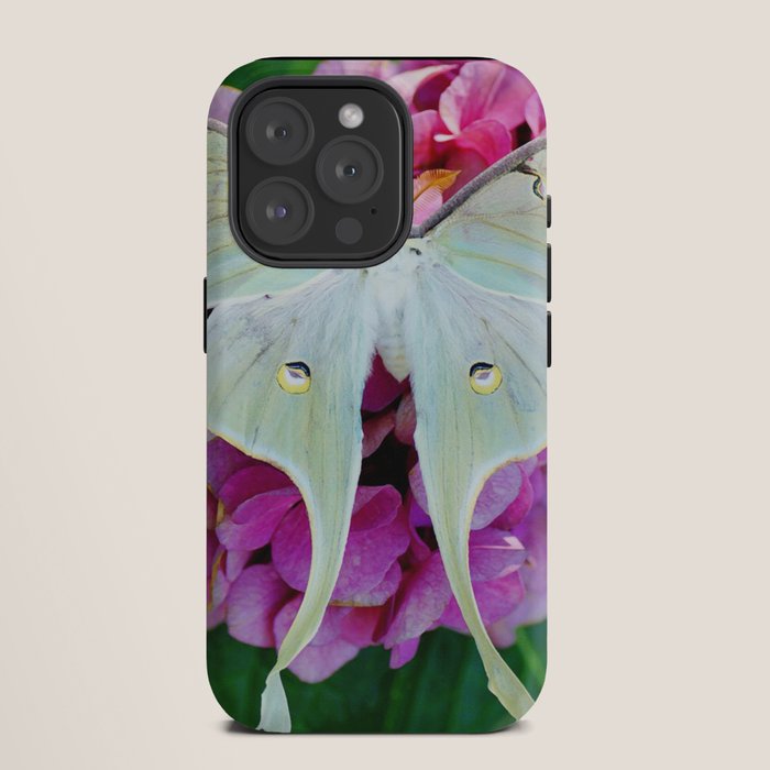 Luna Moth On Pink Hydrangea Nature Art iPhone Case Gallery Image 11