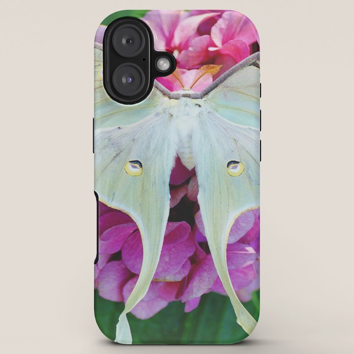 Luna Moth On Pink Hydrangea Nature Art iPhone Case Gallery Image 5