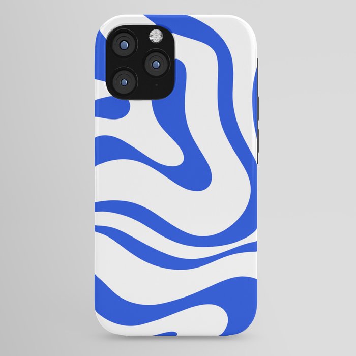 Retro Modern Liquid Swirl Abstract Pattern in Royal Blue and White iPhone Case Gallery Image 44