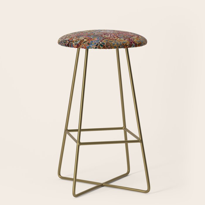 Enchanting Antique Nature Kashmar Stool Gallery Image 2