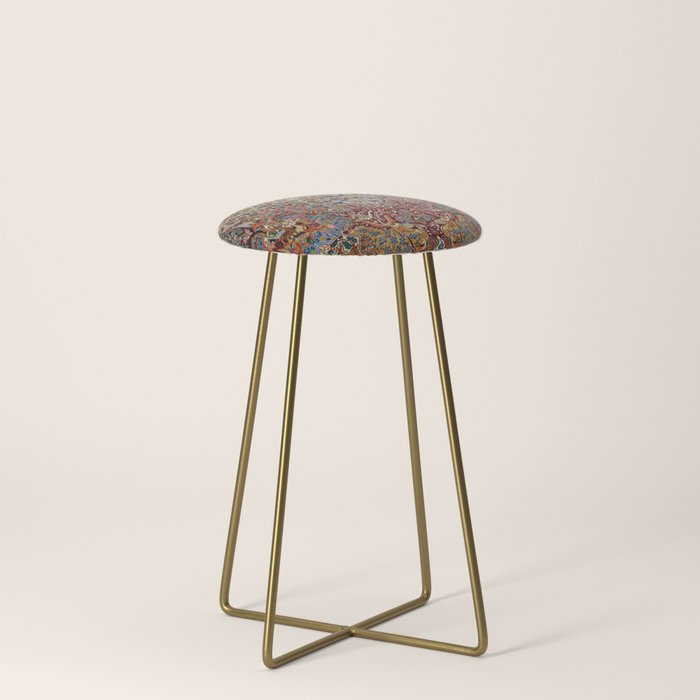 Enchanting Antique Nature Kashmar Stool Gallery Image 4
