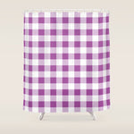 Gingham Large Lavender Amethyst White Shower Curtain Gallery Image 1