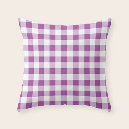 Gingham Large Lavender Amethyst White Throw Pillow Gallery Image 5