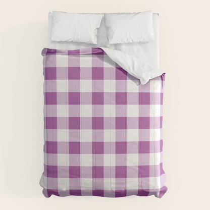 Gingham Large Lavender Amethyst White Comforter Gallery Image 6