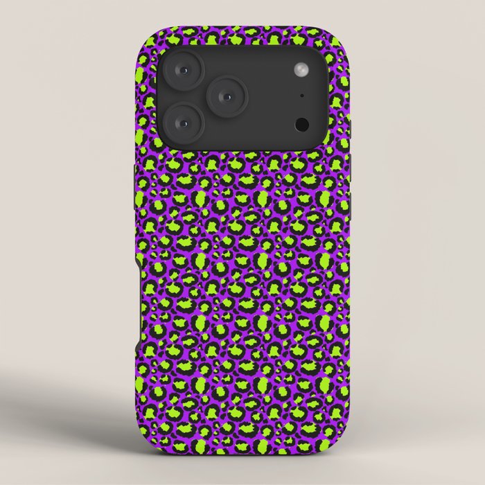 Neon Purple Green Leopard Pattern iPhone Case Gallery Image 3