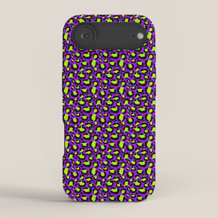 Neon Purple Green Leopard Pattern iPhone Case Gallery Image 2