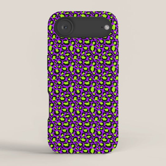 Neon Purple Green Leopard Pattern iPhone Case Gallery Image 2