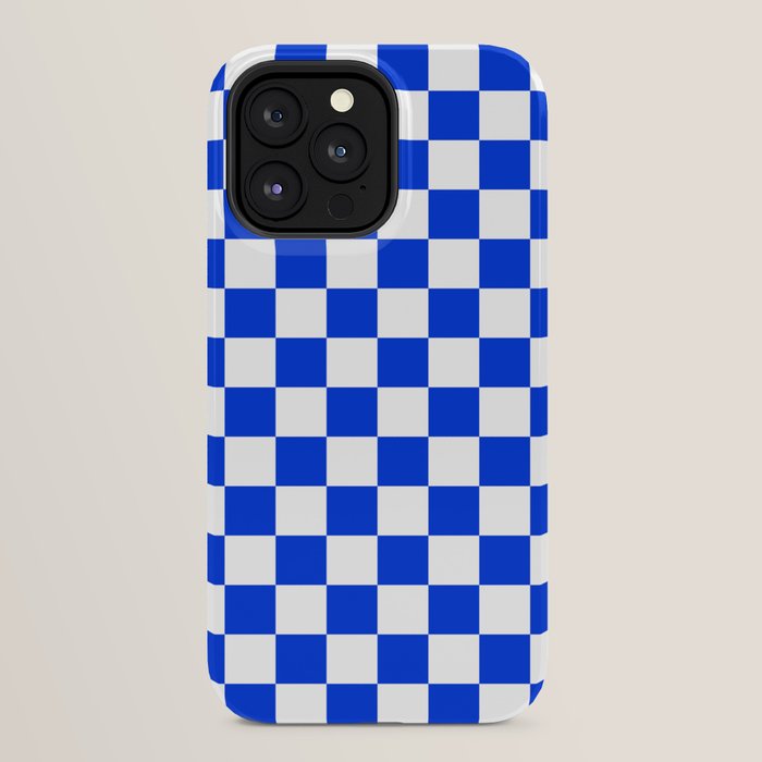 Checkerboard Check Checkered Pattern in Royal Blue and White iPhone Case Gallery Image 32