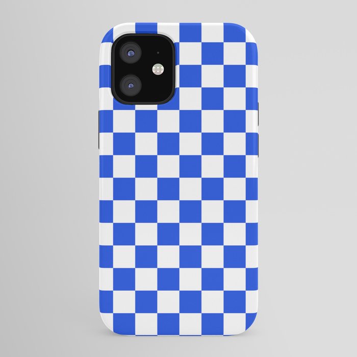 Checkerboard Check Checkered Pattern in Royal Blue and White iPhone Case Gallery Image 41