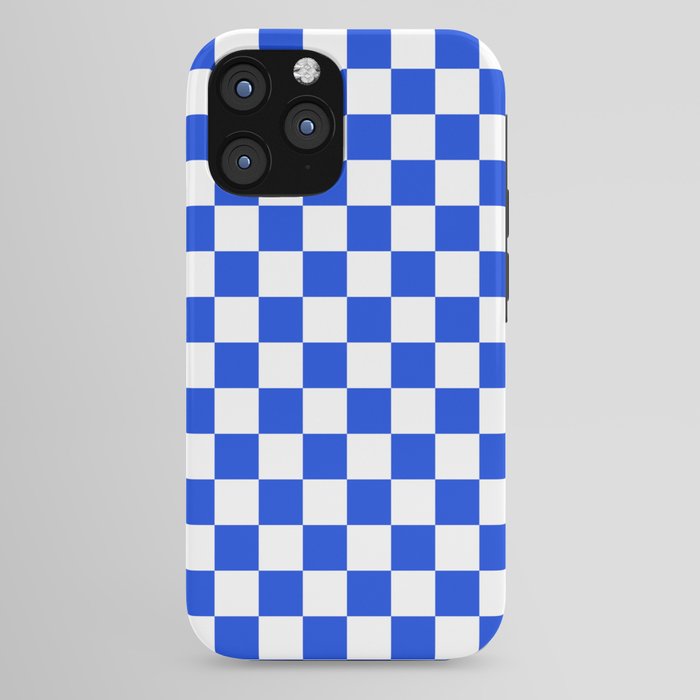 Checkerboard Check Checkered Pattern in Royal Blue and White iPhone Case Gallery Image 44