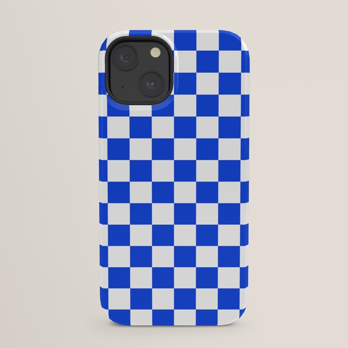 Checkerboard Check Checkered Pattern in Royal Blue and White iPhone Case Gallery Image 29