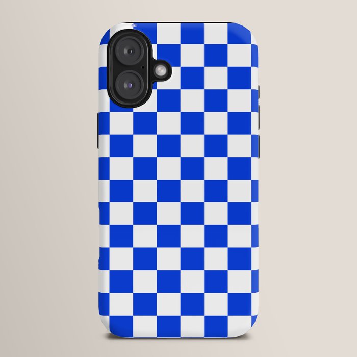Checkerboard Check Checkered Pattern in Royal Blue and White iPhone Case Gallery Image 14
