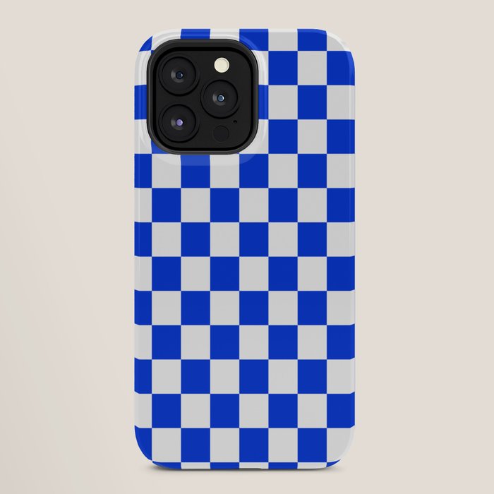 Checkerboard Check Checkered Pattern in Royal Blue and White iPhone Case Gallery Image 28