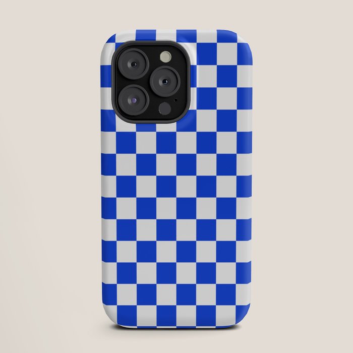 Checkerboard Check Checkered Pattern in Royal Blue and White iPhone Case Gallery Image 19