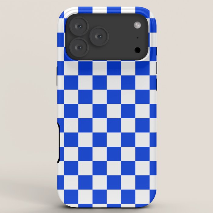 Checkerboard Check Checkered Pattern in Royal Blue and White iPhone Case Gallery Image 8