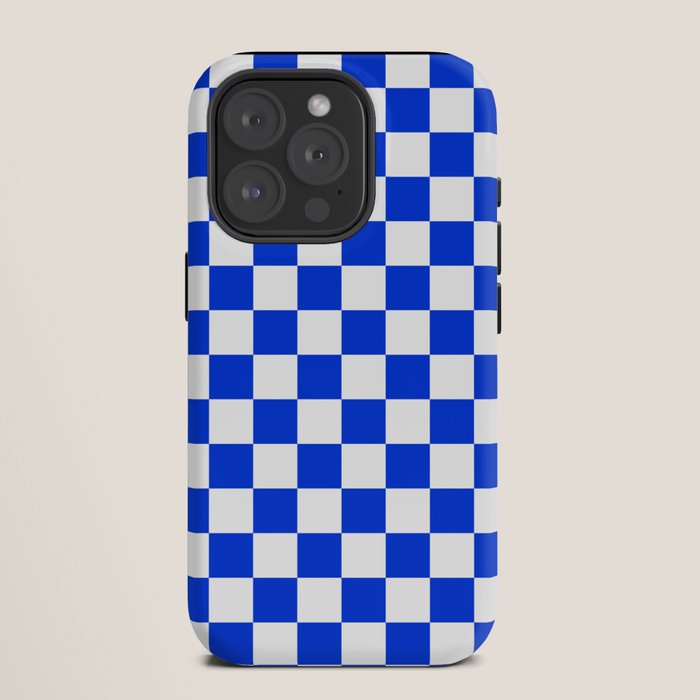 Checkerboard Check Checkered Pattern in Royal Blue and White iPhone Case Gallery Image 11