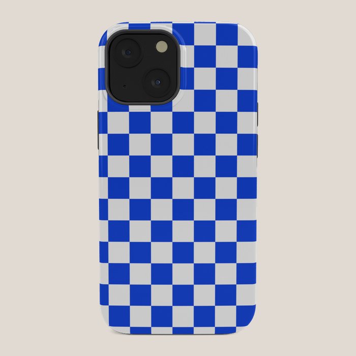 Checkerboard Check Checkered Pattern in Royal Blue and White iPhone Case Gallery Image 34