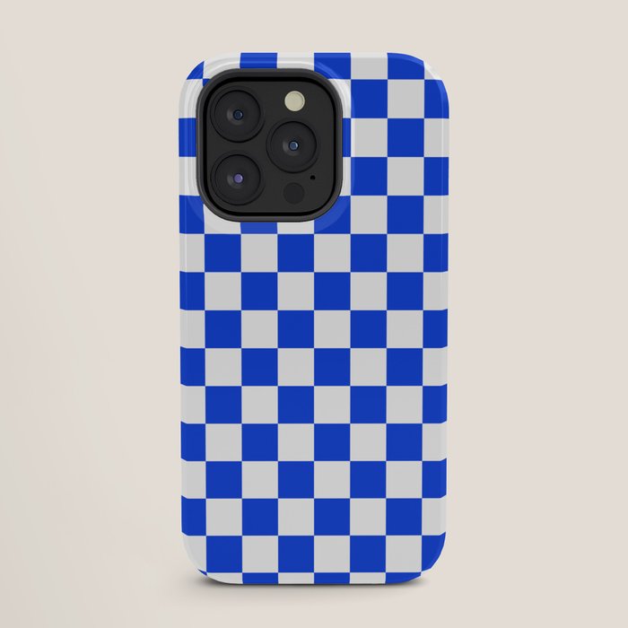 Checkerboard Check Checkered Pattern in Royal Blue and White iPhone Case Gallery Image 27