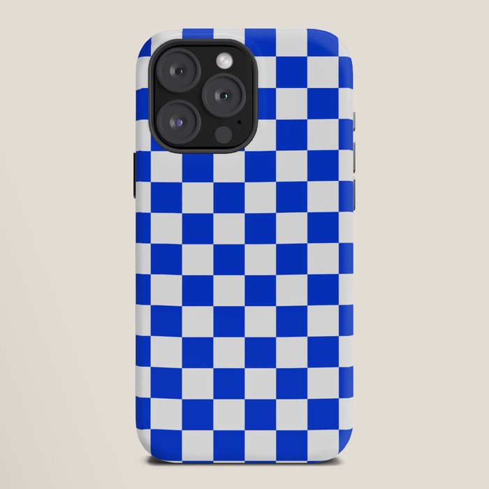 Checkerboard Check Checkered Pattern in Royal Blue and White iPhone Case Gallery Image 12