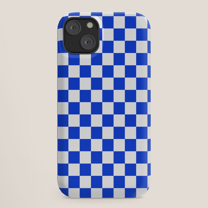 Checkerboard Check Checkered Pattern in Royal Blue and White iPhone Case Gallery Image 18