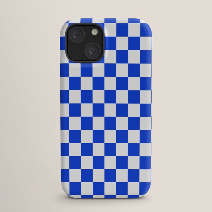 Checkerboard Check Checkered Pattern in Royal Blue and White iPhone Case Gallery Image 17