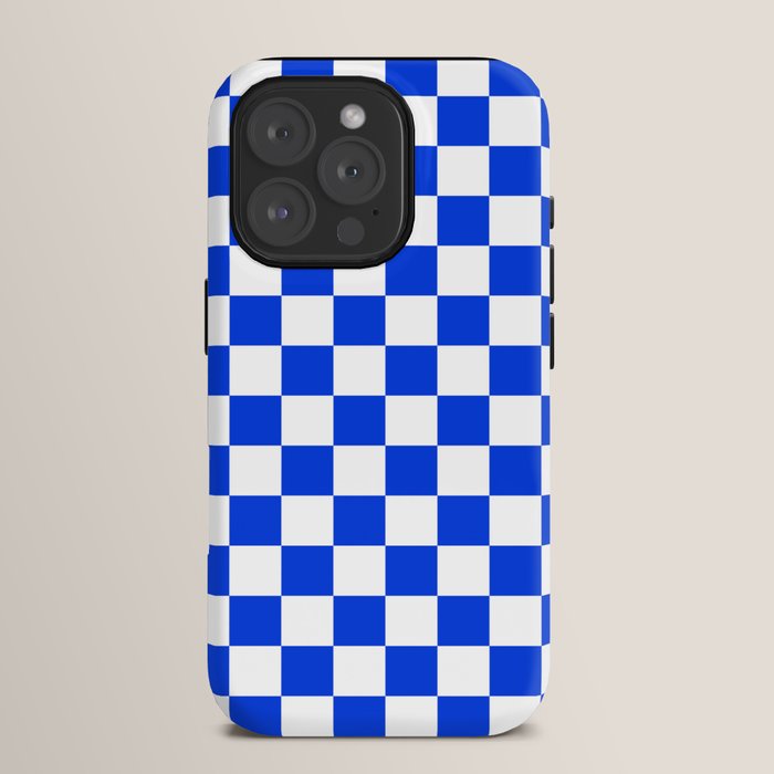 Checkerboard Check Checkered Pattern in Royal Blue and White iPhone Case Gallery Image 15