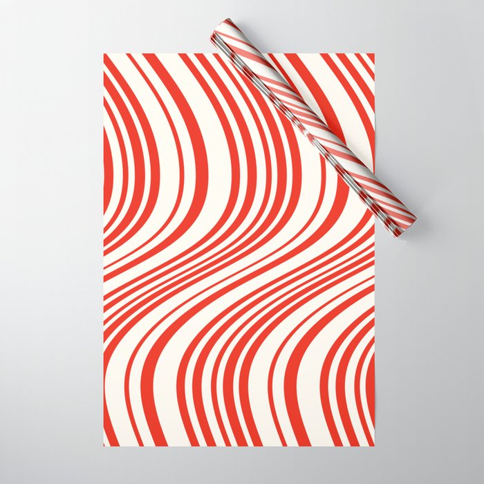 Wavy Stripes I - Red & White Candy Cane Wrapping Paper Gallery Image 1
