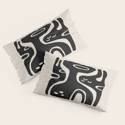 Abstract Art Black and Linen White Pillow Sham Gallery Image 4