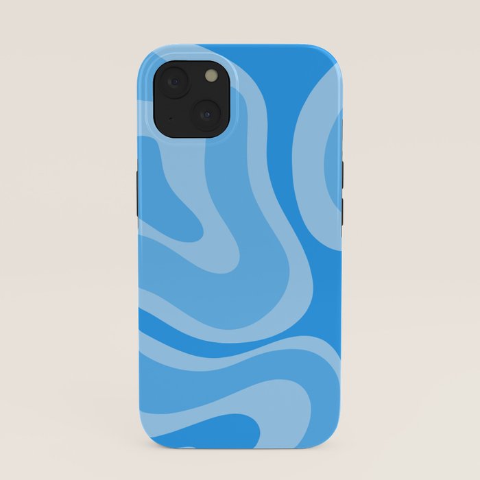 Modern Retro Liquid Swirl Abstract Pattern in Light Blue and Sky Blue iPhone Case Gallery Image 37