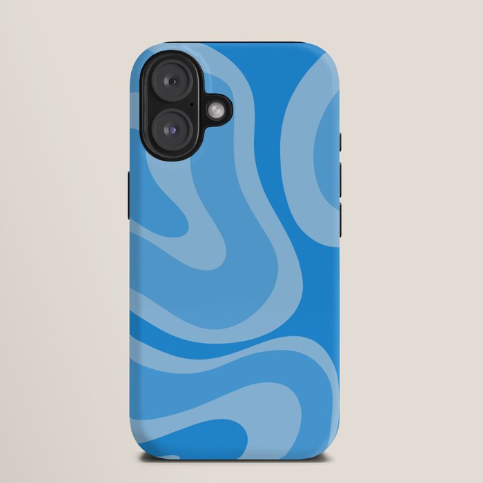 Modern Retro Liquid Swirl Abstract Pattern in Light Blue and Sky Blue iPhone Case Gallery Image 9