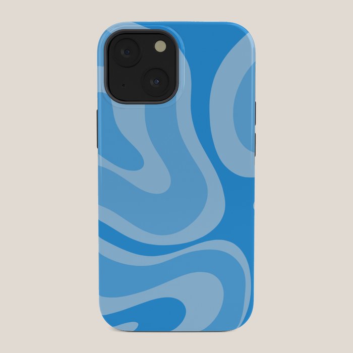 Modern Retro Liquid Swirl Abstract Pattern in Light Blue and Sky Blue iPhone Case Gallery Image 34