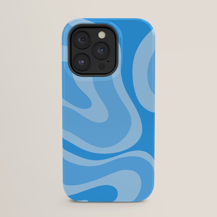 Modern Retro Liquid Swirl Abstract Pattern in Light Blue and Sky Blue iPhone Case Gallery Image 23