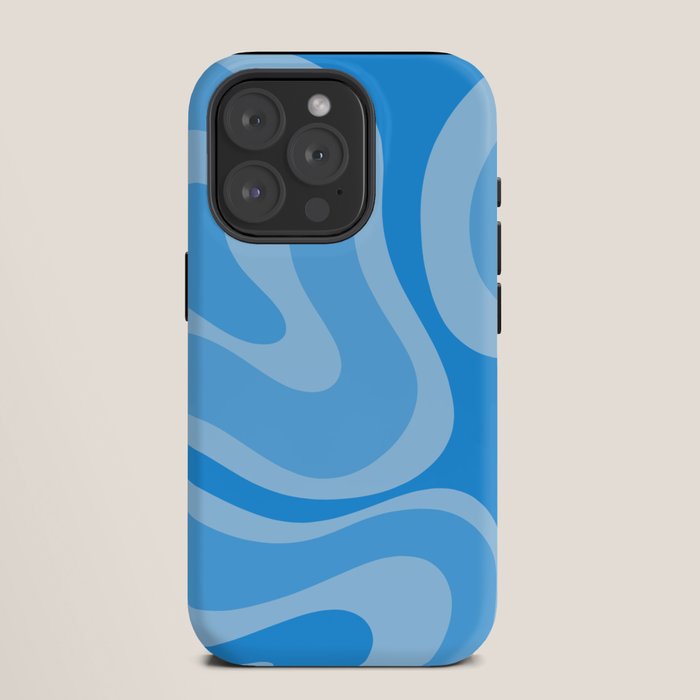 Modern Retro Liquid Swirl Abstract Pattern in Light Blue and Sky Blue iPhone Case Gallery Image 11