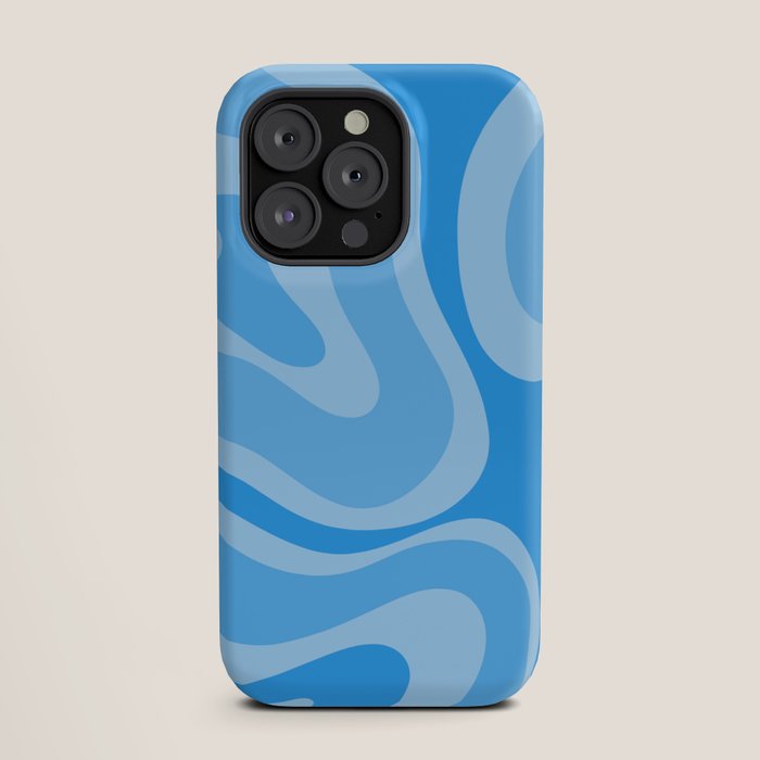 Modern Retro Liquid Swirl Abstract Pattern in Light Blue and Sky Blue iPhone Case Gallery Image 19