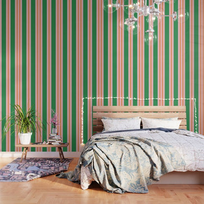 Bold Stripes Green Pink Orange Pattern Wallpaper Gallery Image 3